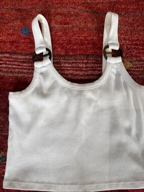 Topshop Cream Ribbed Tank Top